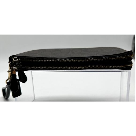 Coach Double Zip Wallet In Signature Canvas, Wristlet - Picture 5 of 13